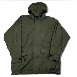 Vintage Woolrich Jacket Mens L Khaki Green Parka‎ Lined Hooded Hunting USA
